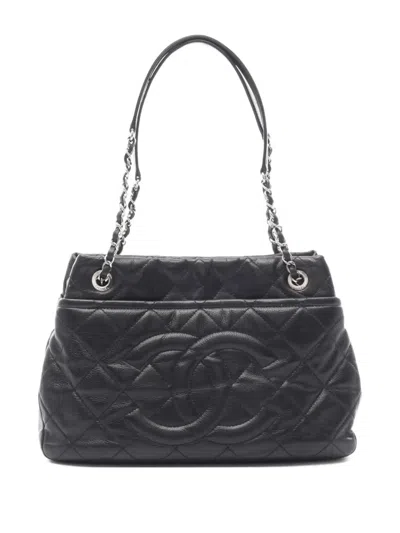 Pre-owned Chanel 2012-2013 Leather Tote Bag In Black