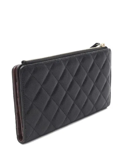Pre-owned Chanel 2021 Timeless Classic Matelassé Wallet In Black