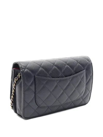 Pre-owned Chanel 2010s Matelassé Chain Wallet In Blue