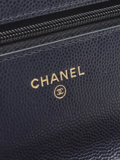 Pre-owned Chanel 2010s Matelassé Chain Wallet In Blue