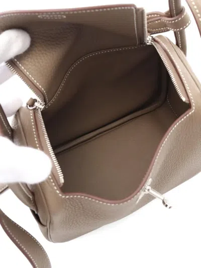 Pre-owned Hermes 2024 Lindy Clemence  Shoulder Mini Bag In Brown