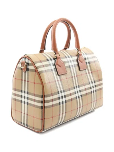 Pre-owned Burberry 2020s Medium Check-pattern Tote Bag In Neutral