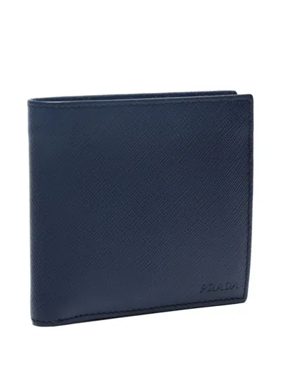 Pre-owned Prada 2020 Saffiano Wallet In Blue