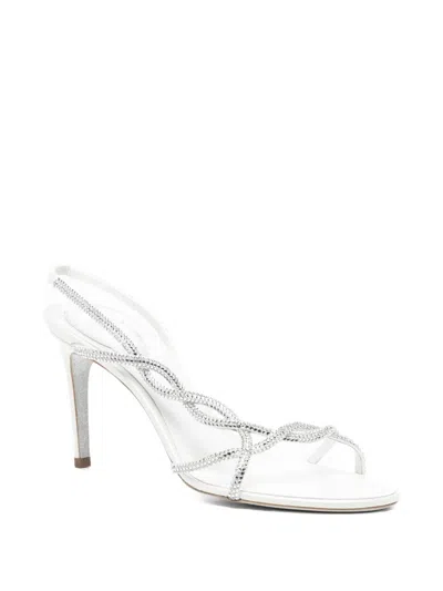 René Caovilla 90mm Crystal-embellished Slingback Sandals In White