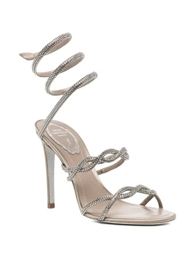 René Caovilla 110mm Crystal-embellished Spiral-wrap Sandals In White