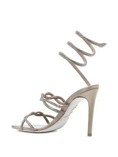 René Caovilla 110mm Crystal-embellished Spiral-wrap Sandals In White