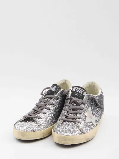 Golden Goose Super-star Classic With List Glitter Upper Toe Tongue And Heel Laminated Star Sneakers Grey In Gray