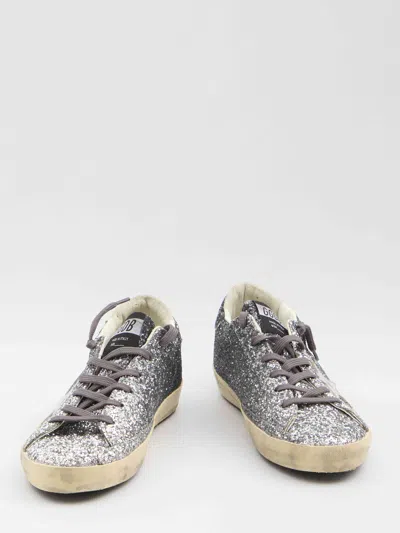 Golden Goose Super-star Classic With List Glitter Upper Toe Tongue And Heel Laminated Star Sneakers Grey In Gray