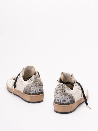 Golden Goose Ball Star Sneakers In Vintage Effect Leather And Suede With Glittered Star And Heel Tab
