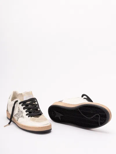 Golden Goose Ball Star Sneakers In Vintage Effect Leather And Suede With Glittered Star And Heel Tab