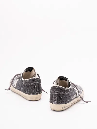 Golden Goose Silver And Black Leather Super Star Sneakers In Gray