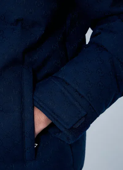 Gucci Men Gg Canvas Down Jacket In Blue