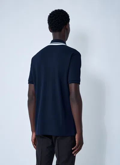 Gucci Men Logo Motif Polo Shirt In Blue