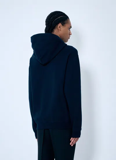 Gucci Blue Hoodie With Drawstring Hood And Logo Print On The Front In Jersey Man In Blue