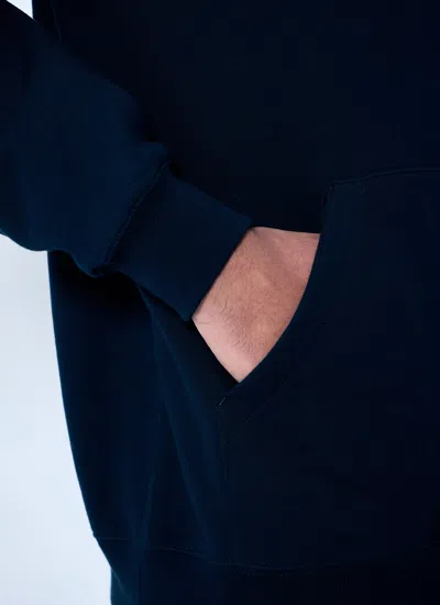 Gucci Blue Hoodie With Drawstring Hood And Logo Print On The Front In Jersey Man In Blue