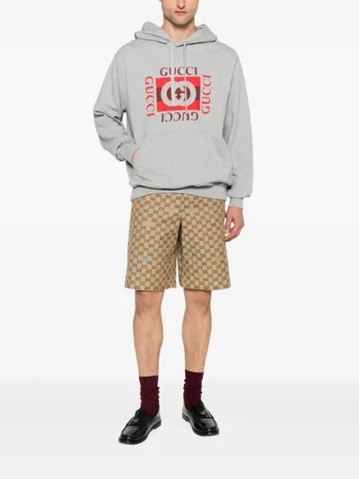 Gucci Gg Fabric Bermuda Shorts In Nude