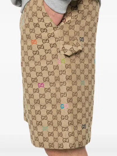 Gucci Gg Fabric Bermuda Shorts In Nude
