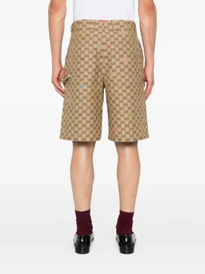Gucci Gg Fabric Bermuda Shorts In Nude