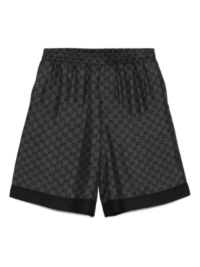 Gucci Black Silk Twill Printed Shorts