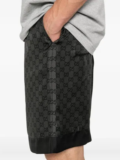 Gucci Black Silk Twill Printed Shorts