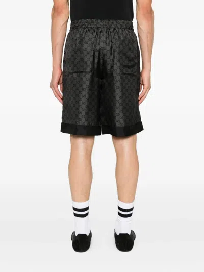 Gucci Black Silk Twill Printed Shorts
