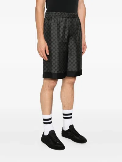 Gucci Black Silk Twill Printed Shorts