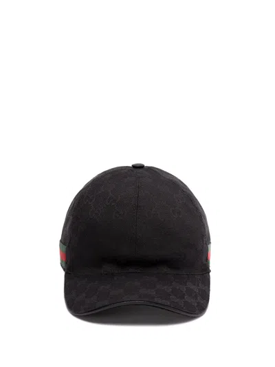 Gucci `original Gg Canvas` Baseball Hat With `web` In Black