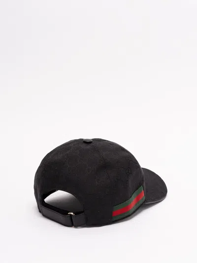 Gucci `original Gg Canvas` Baseball Hat With `web` In Black