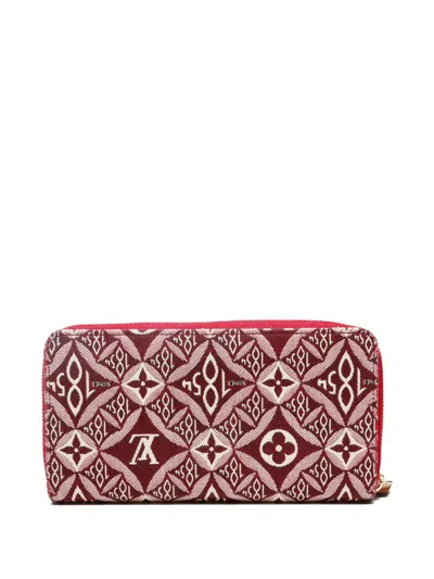 Pre-owned Louis Vuitton 2020 Monogram-jacquard Wallet In Red