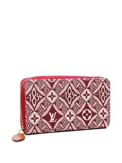Pre-owned Louis Vuitton 2020 Monogram-jacquard Wallet In Red