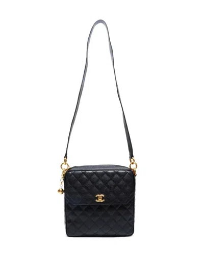 Pre-owned Chanel 1993-1994 Flap Leather Shoulder Bag In Black