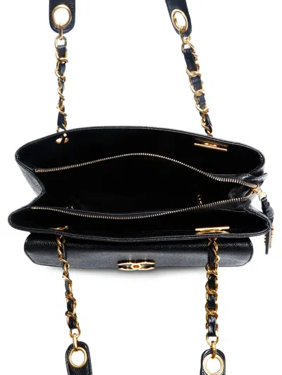 Pre-owned Chanel 1994-1995 Cc Mark Leather Shoulderbag In Black