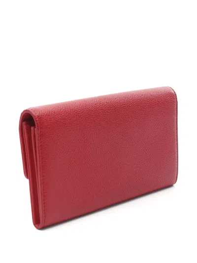 Pre-owned Chanel 2016-2017 Coco Mark Bi-fold Wallet In Red
