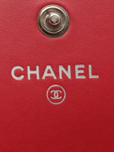 Pre-owned Chanel 2016-2017 Coco Mark Bi-fold Wallet In Red