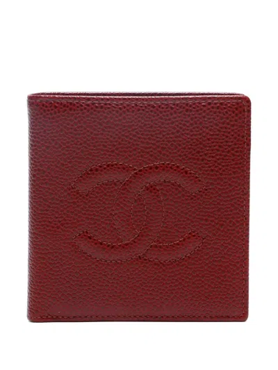 Pre-owned Chanel 2000-2002 Interlocking Cc Wallet In Red