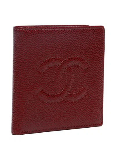 Pre-owned Chanel 2000-2002 Interlocking Cc Wallet In Red