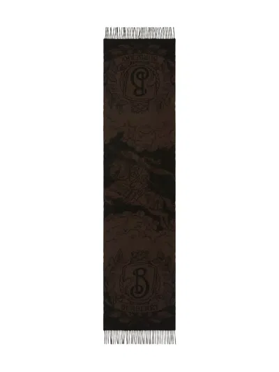 Burberry Equestrian-knight Check Scarf In Black