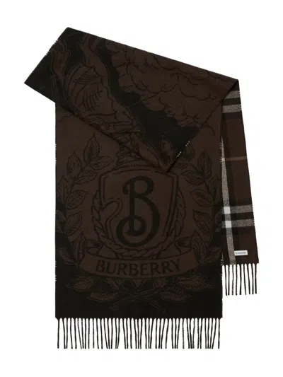 Burberry Equestrian-knight Check Scarf In Black