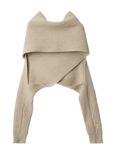 Burberry Ribbed-knit Scarf Top In Neutral