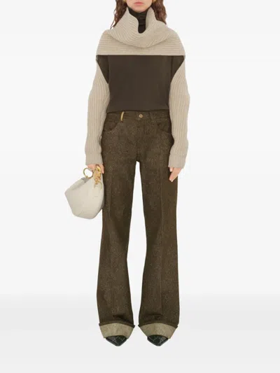 Burberry Ribbed-knit Scarf Top In Neutral
