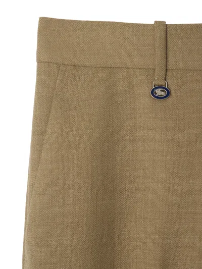 Burberry Wool Tailored Trousers In Brown