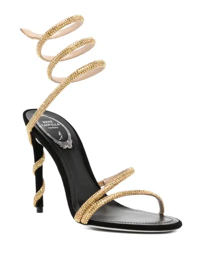 René Caovilla Crystal-embellished Stiletto Sandals With Spiraled Strap In Neutral