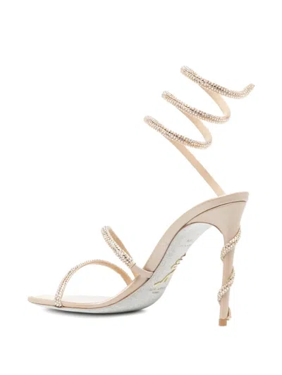 René Caovilla 110mm Crystal-embellished Spiral-wrap Sandals In Pink