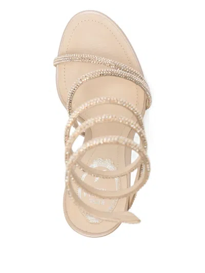 René Caovilla 110mm Crystal-embellished Spiral-wrap Sandals In Pink