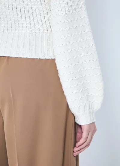 Max Mara Women Wool And Cashmere Decorative-stitch Sweater In Neutral
