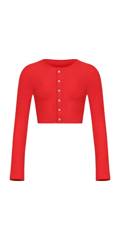 Montce Button Down Cardi Cherry