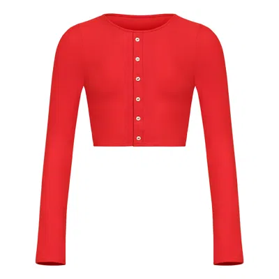 Montce Button Down Cardi Cherry