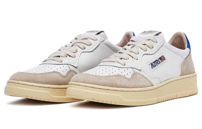 Autry Medalist Low Leather And Suede 'white Beige Blue' In White