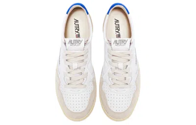 Autry Medalist Low Leather And Suede 'white Beige Blue' In White