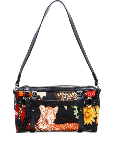 Pre-owned Ferragamo 1990-2010 Graphic-print Shoulder Bag In Black